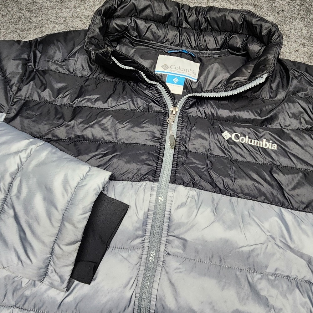 Columbia Sportswear Mens Insulated Puffer Baffled Quilted Jacket XL Black‎ Grey